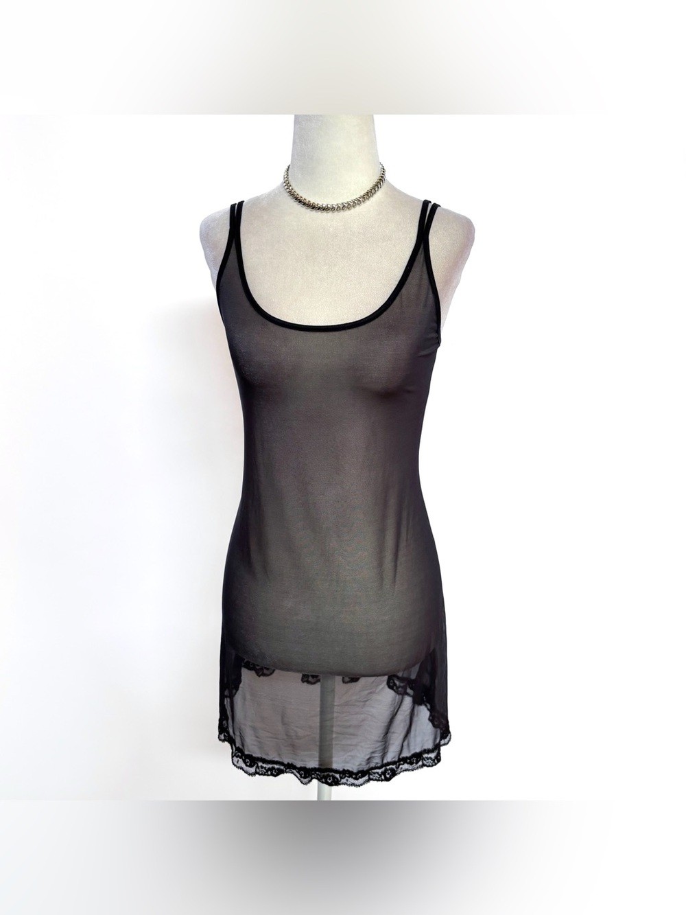 Vintage 2000 Victoria’s Secret Black Mesh Slip Dress L Y2k
